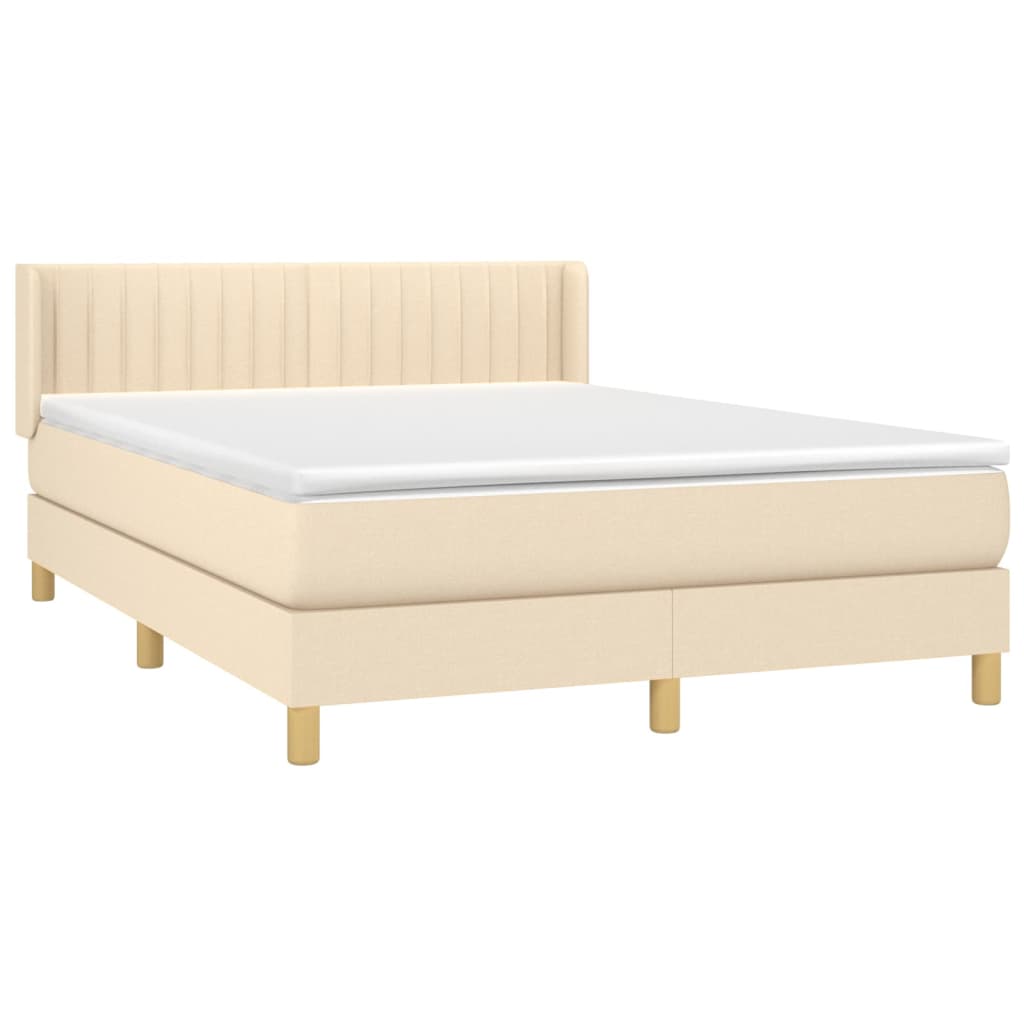 vidaXL Κρεβάτι Boxspring με Στρώμα Κρεμ 140x200 εκ. Υφασμάτινο