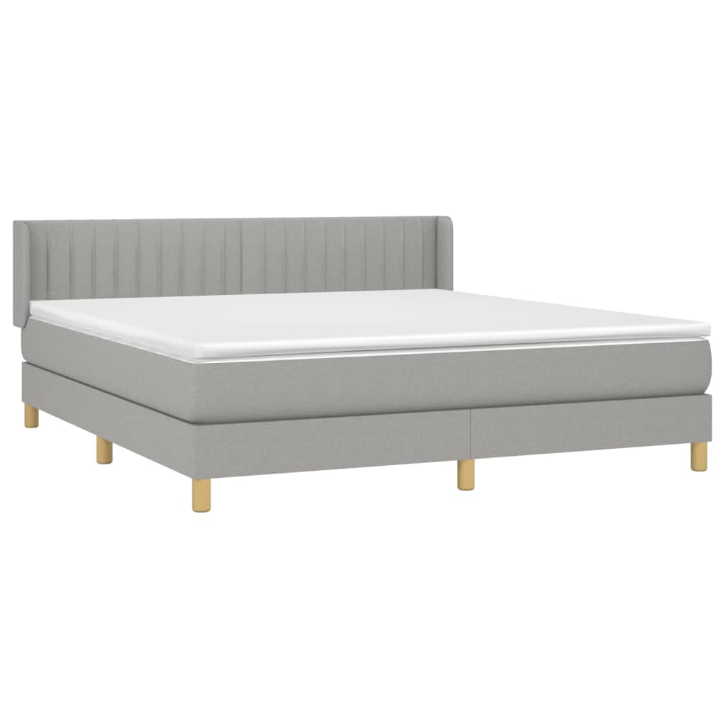 vidaXL Κρεβάτι Boxspring με Στρώμα Ανοιχτό Γκρι 180x200 εκ. Υφασμάτινο