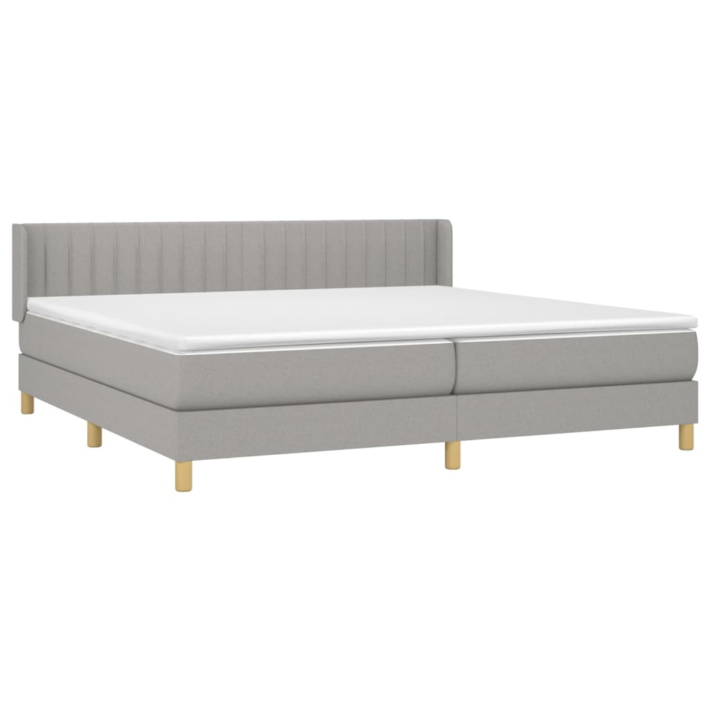 vidaXL Κρεβάτι Boxspring με Στρώμα Ανοιχτό Γκρι 200x200 εκ. Υφασμάτινο