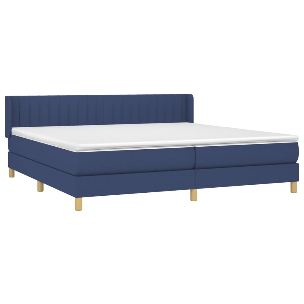 vidaXL Κρεβάτι Boxspring με Στρώμα Μπλε 200x200 εκ. Υφασμάτινο