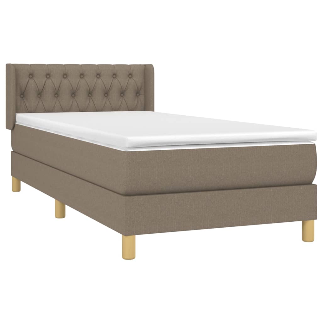 vidaXL Κρεβάτι Boxspring με Στρώμα Taupe 90x190 εκ.Υφασμάτινο