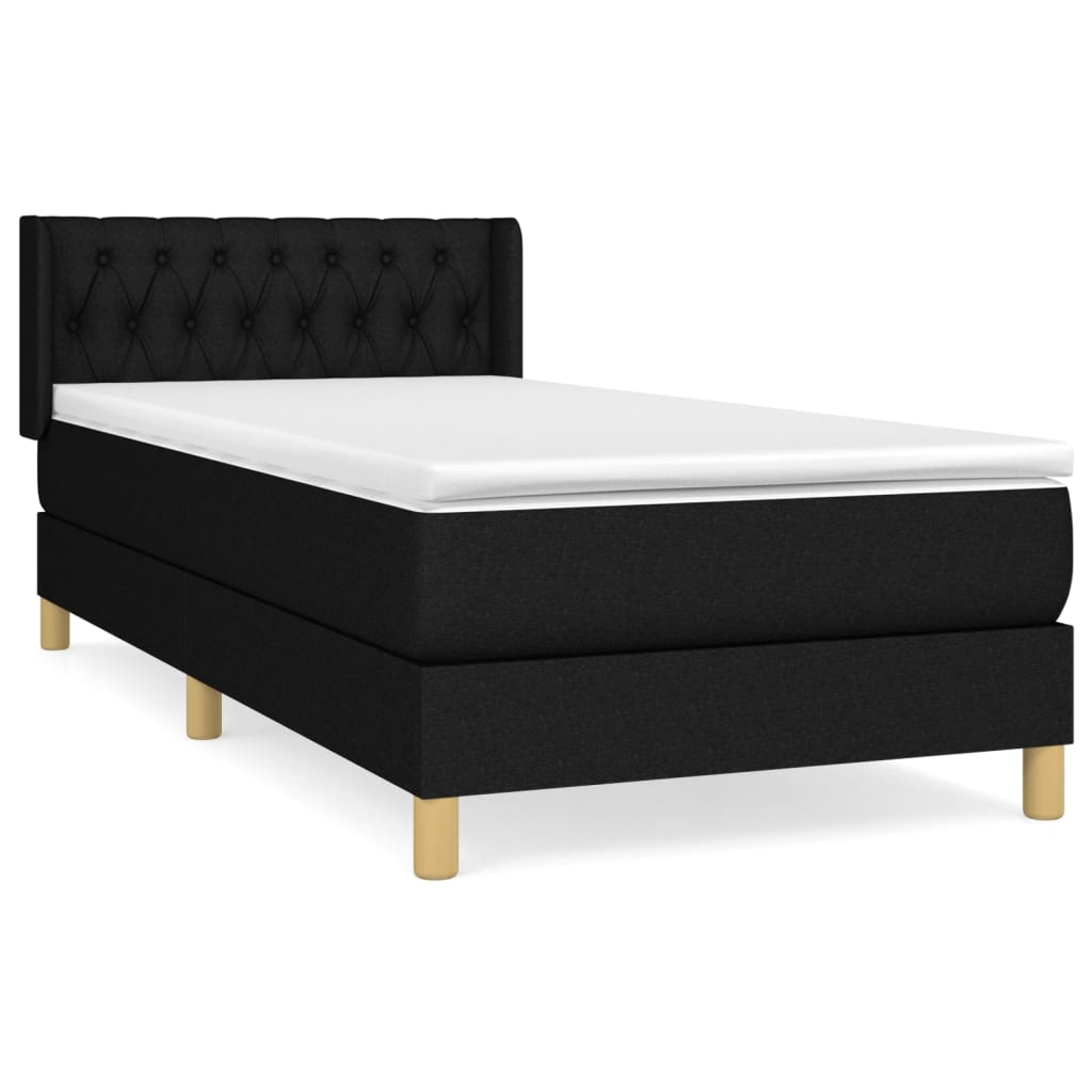 vidaXL Κρεβάτι Boxspring με Στρώμα Μαύρο 100 x 200 εκ. Υφασμάτινο