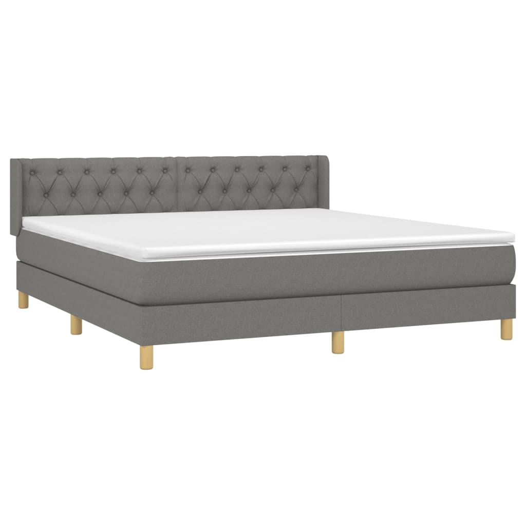 vidaXL Κρεβάτι Boxspring με Στρώμα Σκούρο Γκρι 160x200 εκ Υφασμάτινο