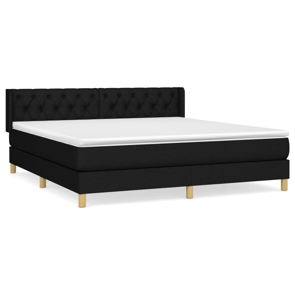 vidaXL Κρεβάτι Boxspring με Στρώμα Μαύρο 160x200 εκ. Υφασμάτινο