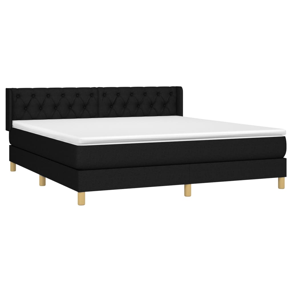 vidaXL Κρεβάτι Boxspring με Στρώμα Μαύρο 160x200 εκ. Υφασμάτινο