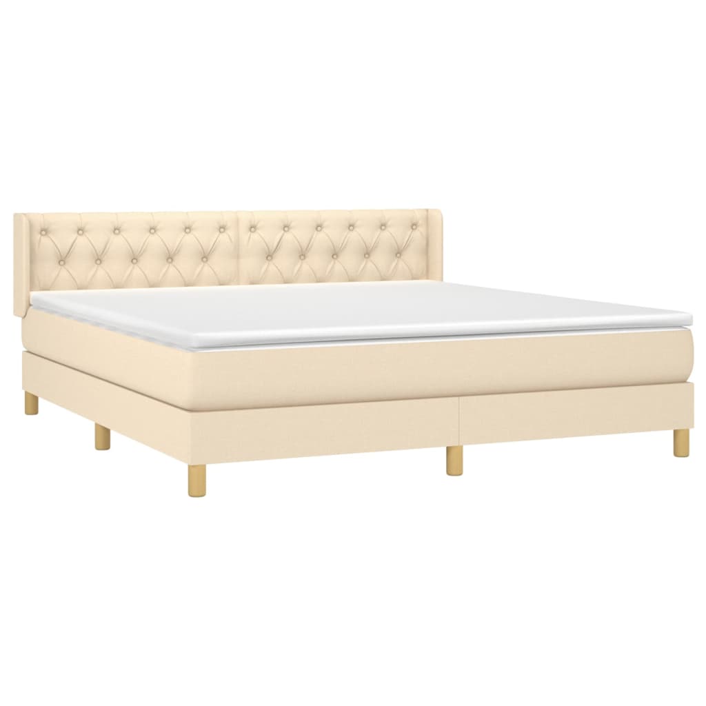 vidaXL Κρεβάτι Boxspring με Στρώμα Κρεμ 160x200 εκ. Υφασμάτινο