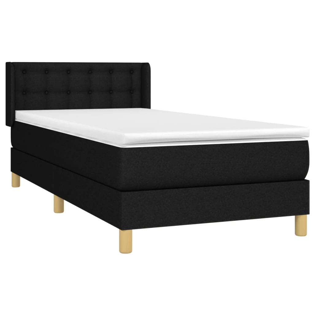 vidaXL Κρεβάτι Boxspring με Στρώμα Μαύρο 80 x 200 εκ. Υφασμάτινο