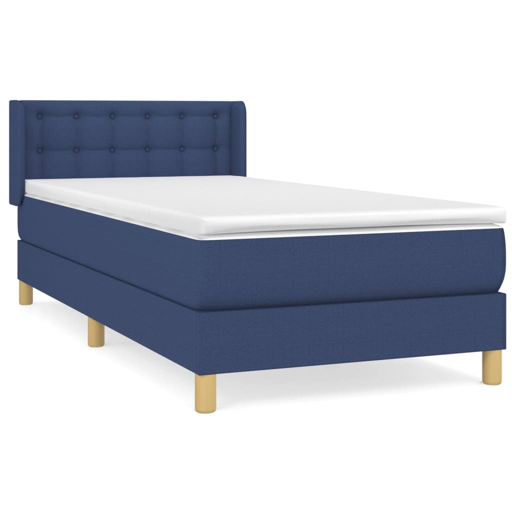 vidaXL Κρεβάτι Boxspring με Στρώμα Μπλε 80x200 εκ. Υφασμάτινο