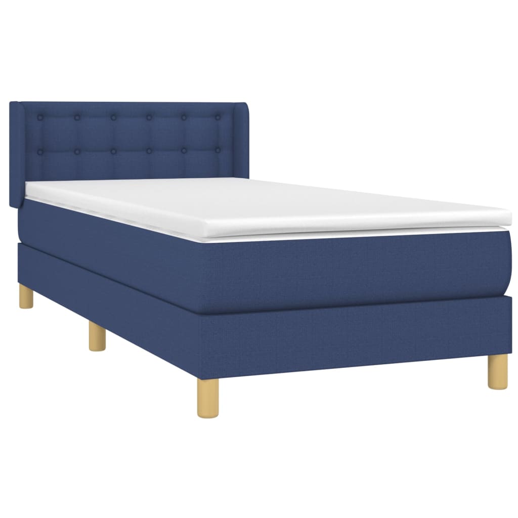 vidaXL Κρεβάτι Boxspring με Στρώμα Μπλε 80x200 εκ. Υφασμάτινο