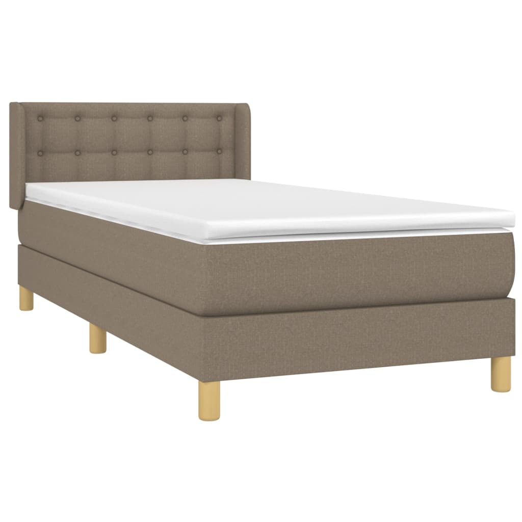 vidaXL Κρεβάτι Boxspring με Στρώμα Taupe 100 x 200 εκ. Υφασμάτινο