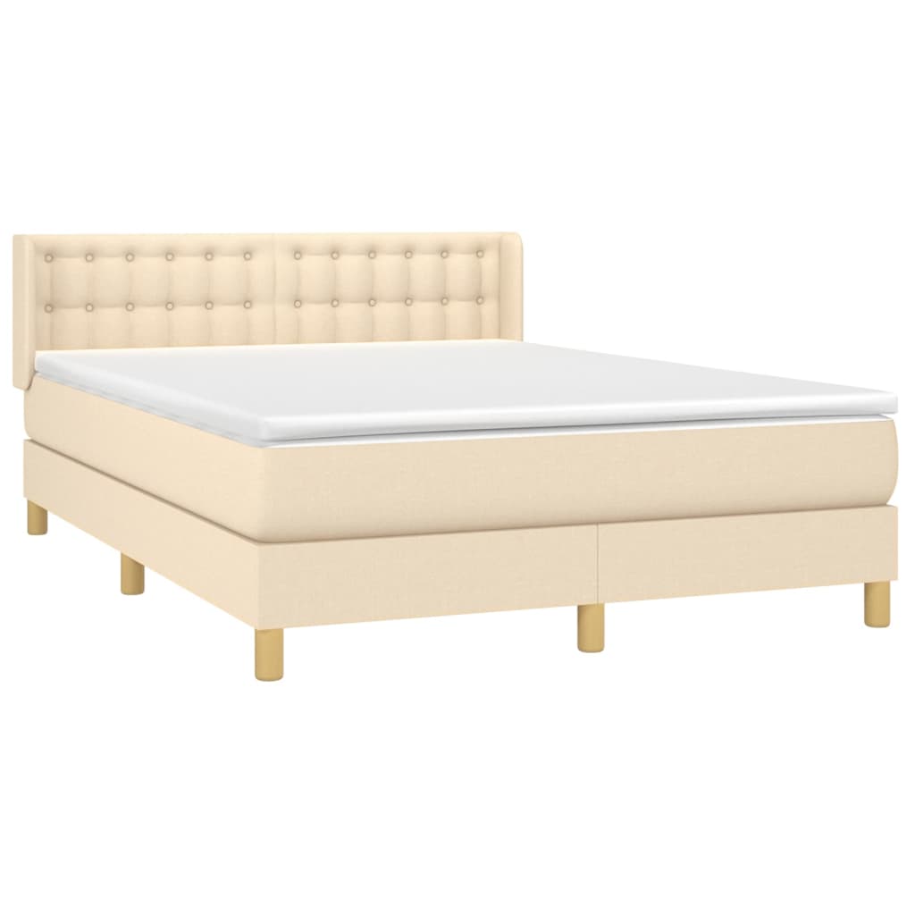 vidaXL Κρεβάτι Boxspring με Στρώμα Κρεμ 140x190 εκ. Υφασμάτινο