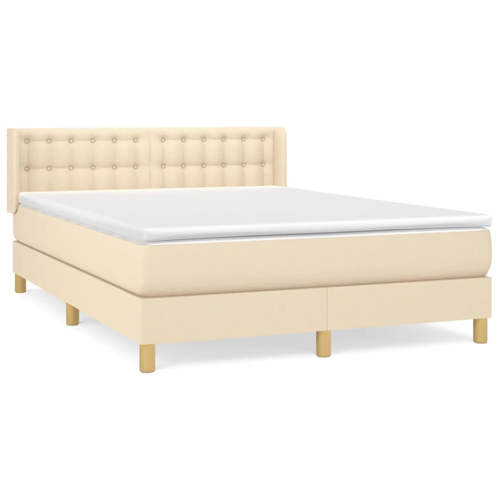 vidaXL Κρεβάτι Boxspring με Στρώμα Κρεμ 140x200 εκ. Υφασμάτινο