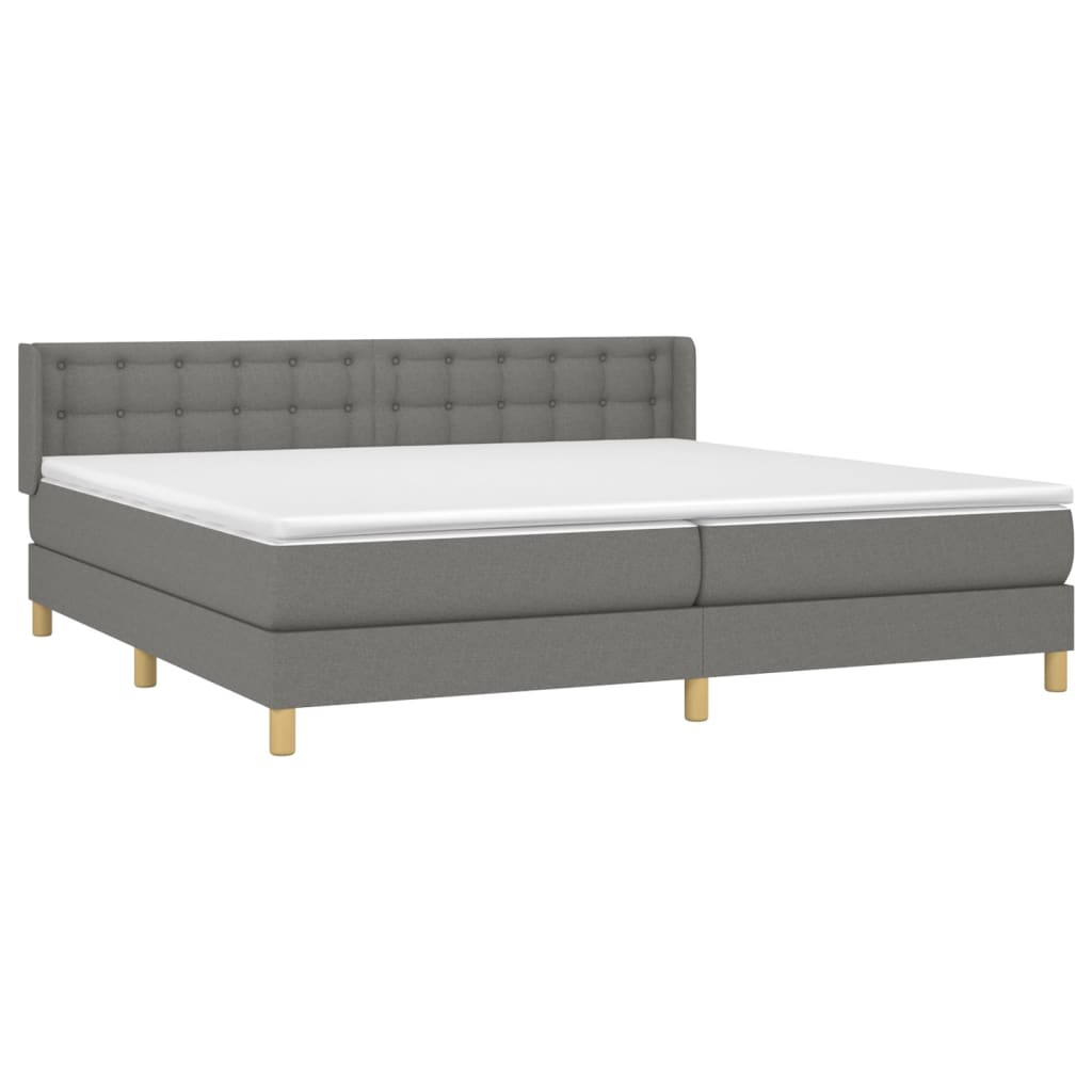 vidaXL Κρεβάτι Boxspring με Στρώμα Σκούρο Γκρι 160x200 εκ Υφασμάτινο