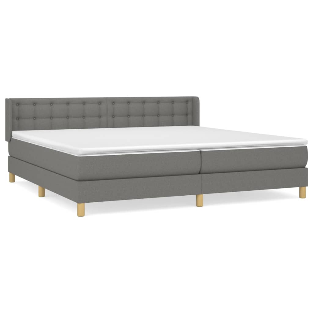 vidaXL Κρεβάτι Boxspring με Στρώμα Σκούρο Γκρι 180x200 εκ Υφασμάτιν