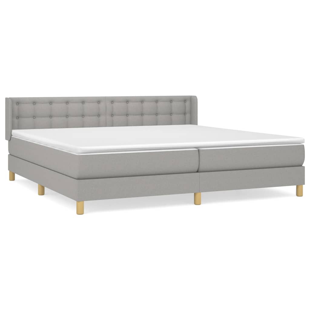 vidaXL Κρεβάτι Boxspring με Στρώμα Ανοιχτό Γκρι 200x200 εκ. Υφασμάτινο