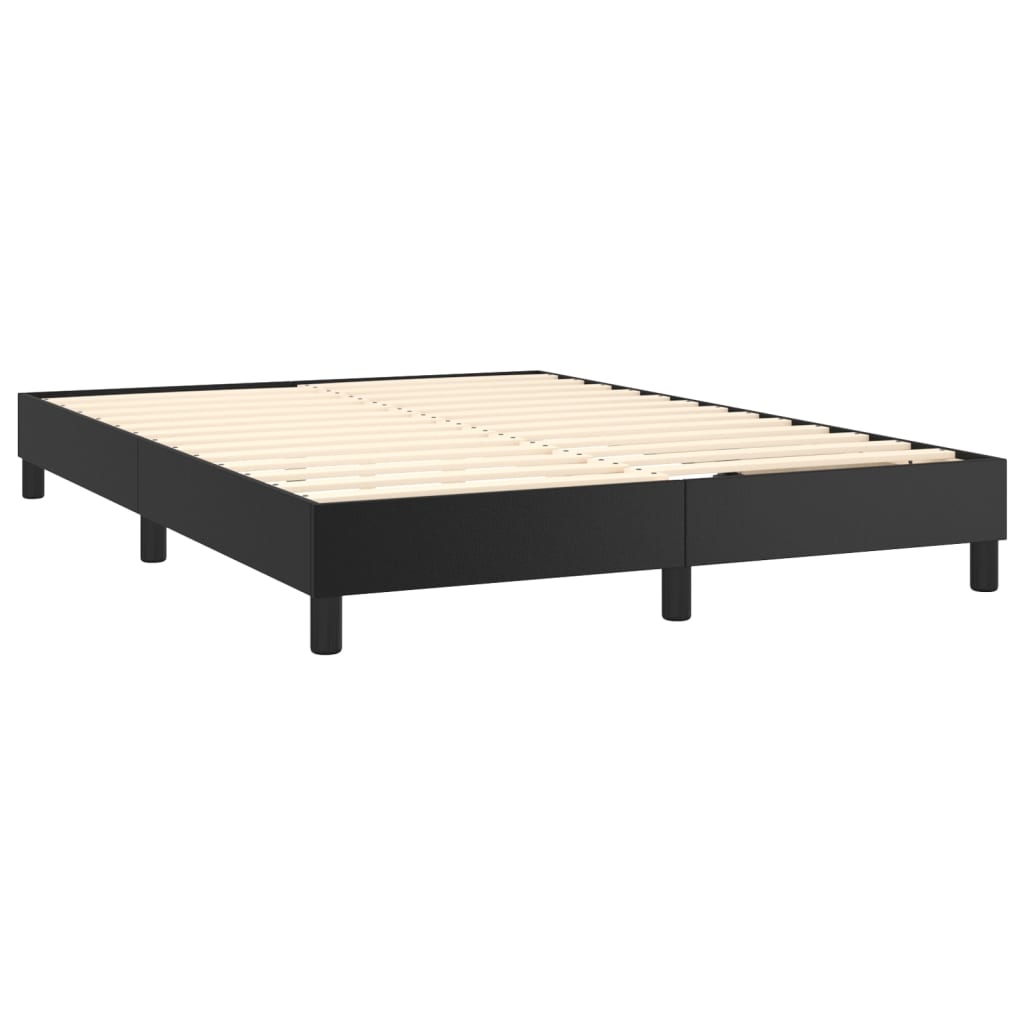 vidaXL Κρεβάτι Boxspring με Στρώμα Μαύρο 140x190εκ.από Συνθετικό Δέρμα