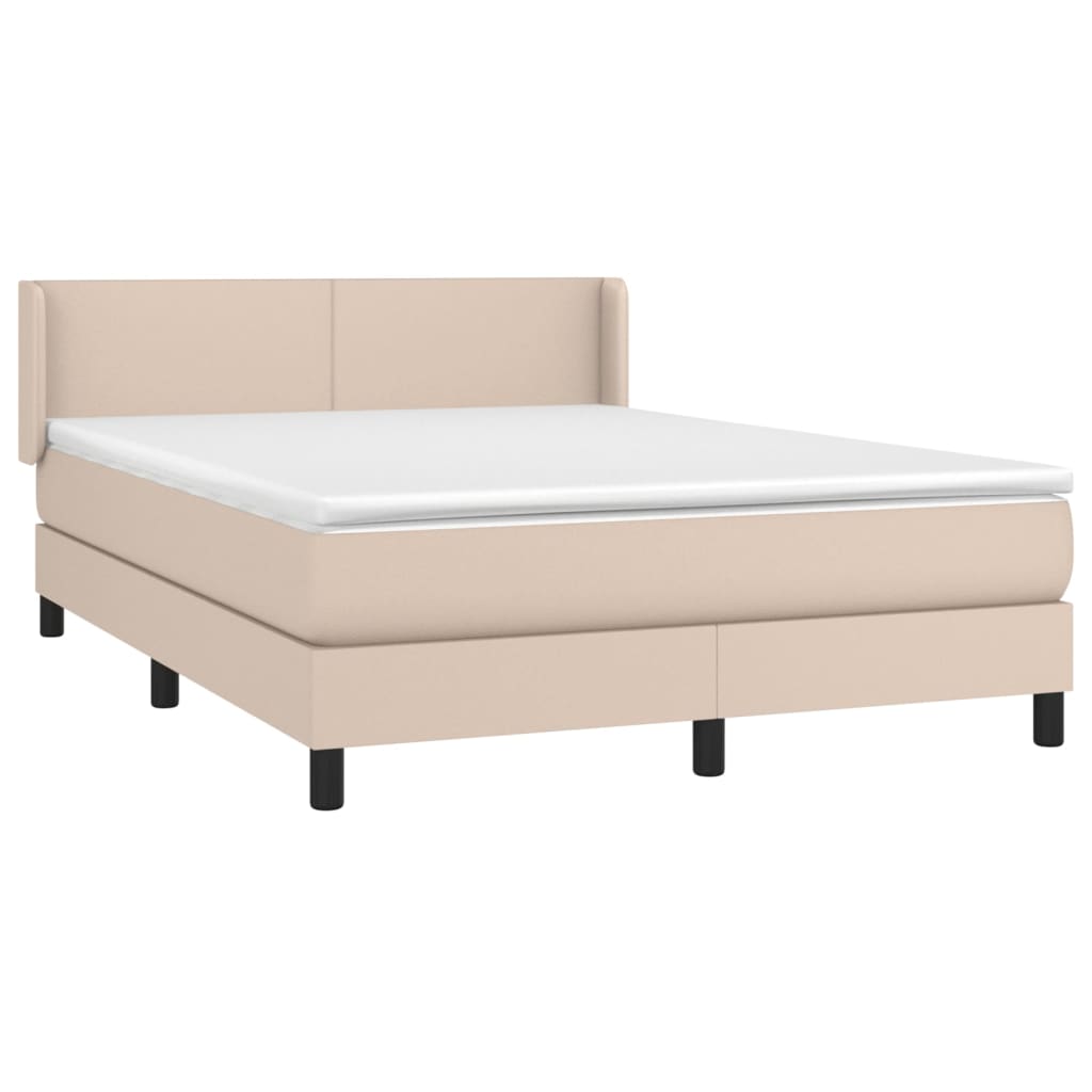 vidaXL Κρεβάτι Boxspring με Στρώμα Καπουτσίνο 140x200εκ.από Συνθ.Δέρμα