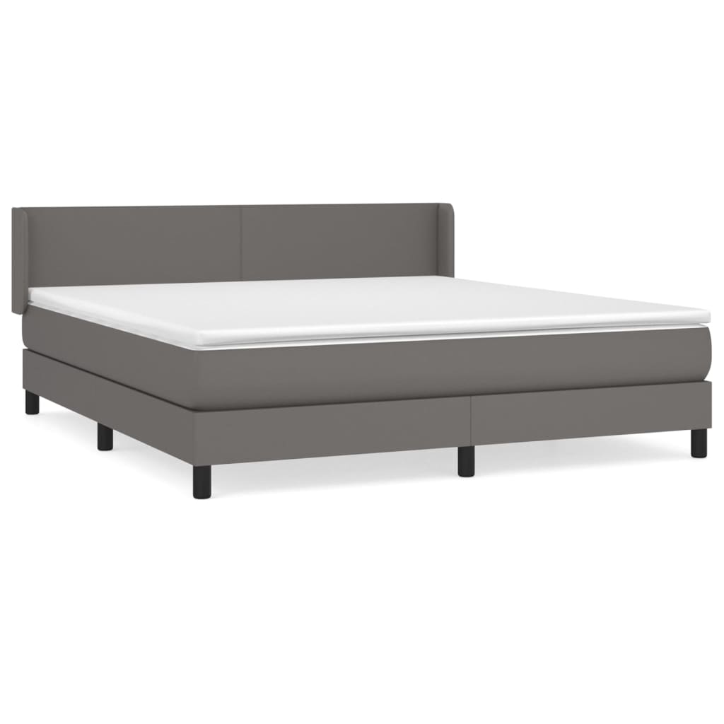 vidaXL Κρεβάτι Boxspring με Στρώμα Γκρι 160x200εκ. από Συνθετικό Δέρμα