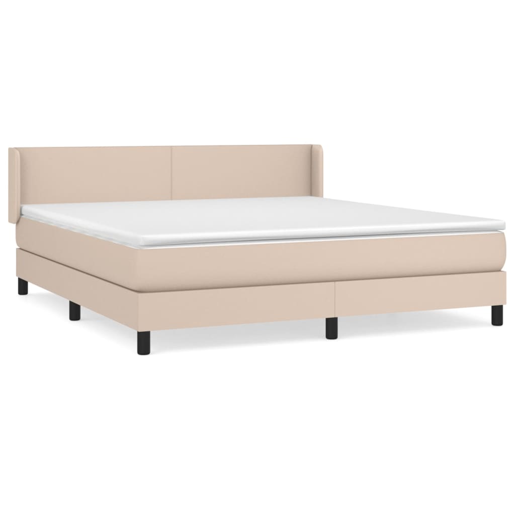 vidaXL Κρεβάτι Boxspring με Στρώμα Καπουτσίνο 160x200εκ.από Συνθ.Δέρμα