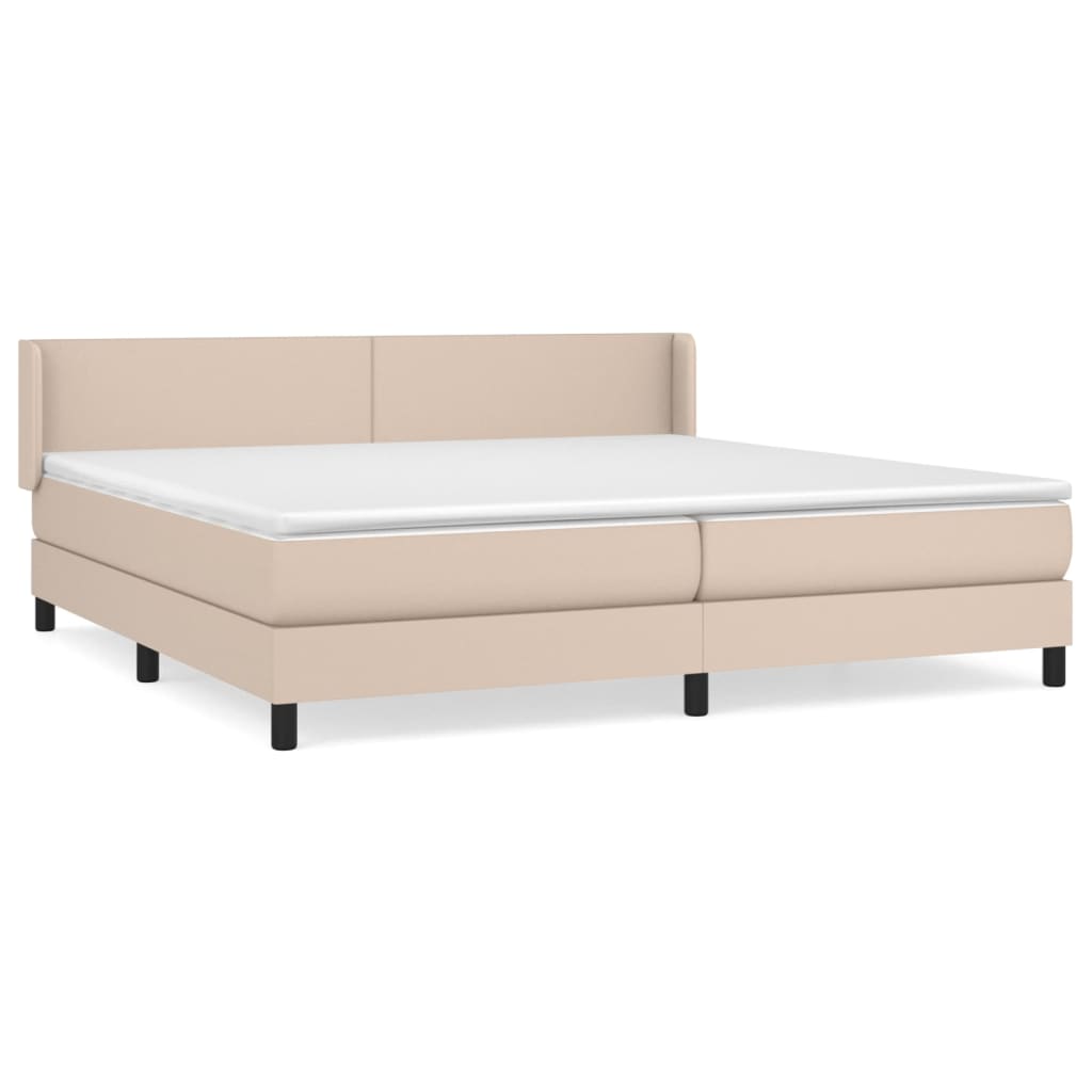 vidaXL Κρεβάτι Boxspring με Στρώμα Καπουτσίνο 200x200εκ.από Συνθ.Δέρμα