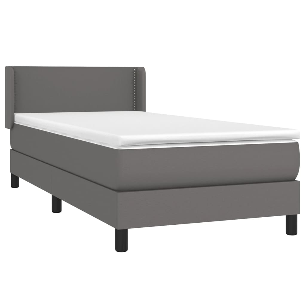 vidaXL Κρεβάτι Boxspring με Στρώμα Γκρι 80 x 200 εκ. Συνθετικό Δέρμα
