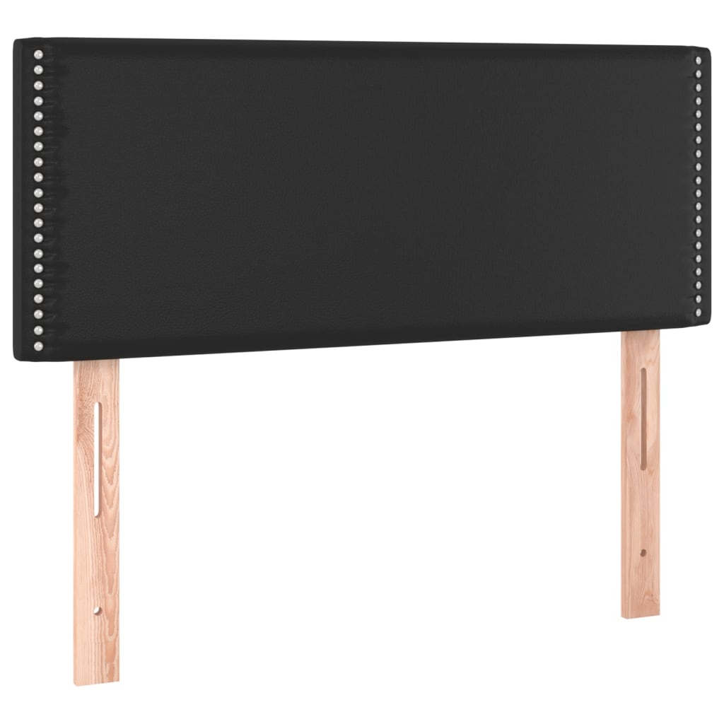 vidaXL Κρεβάτι Boxspring με Στρώμα Μαύρο 90x190εκ. από Συνθετικό Δέρμα