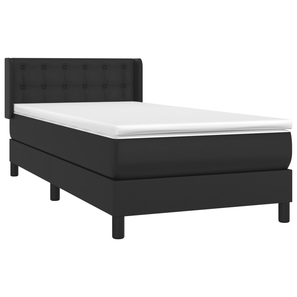 vidaXL Κρεβάτι Boxspring με Στρώμα Μαύρο 80 x 200 εκ. Συνθετικό Δέρμα