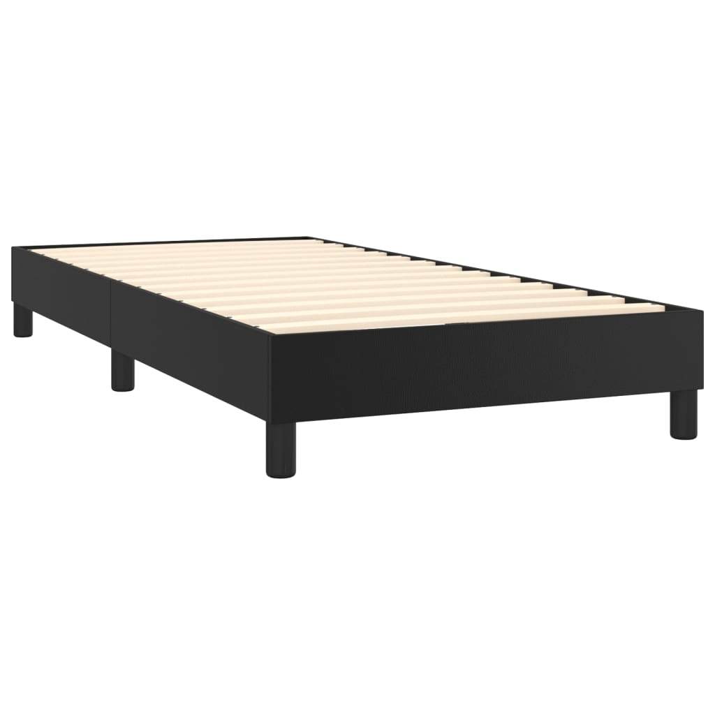vidaXL Κρεβάτι Boxspring με Στρώμα Μαύρο 90x190εκ. από Συνθετικό Δέρμα