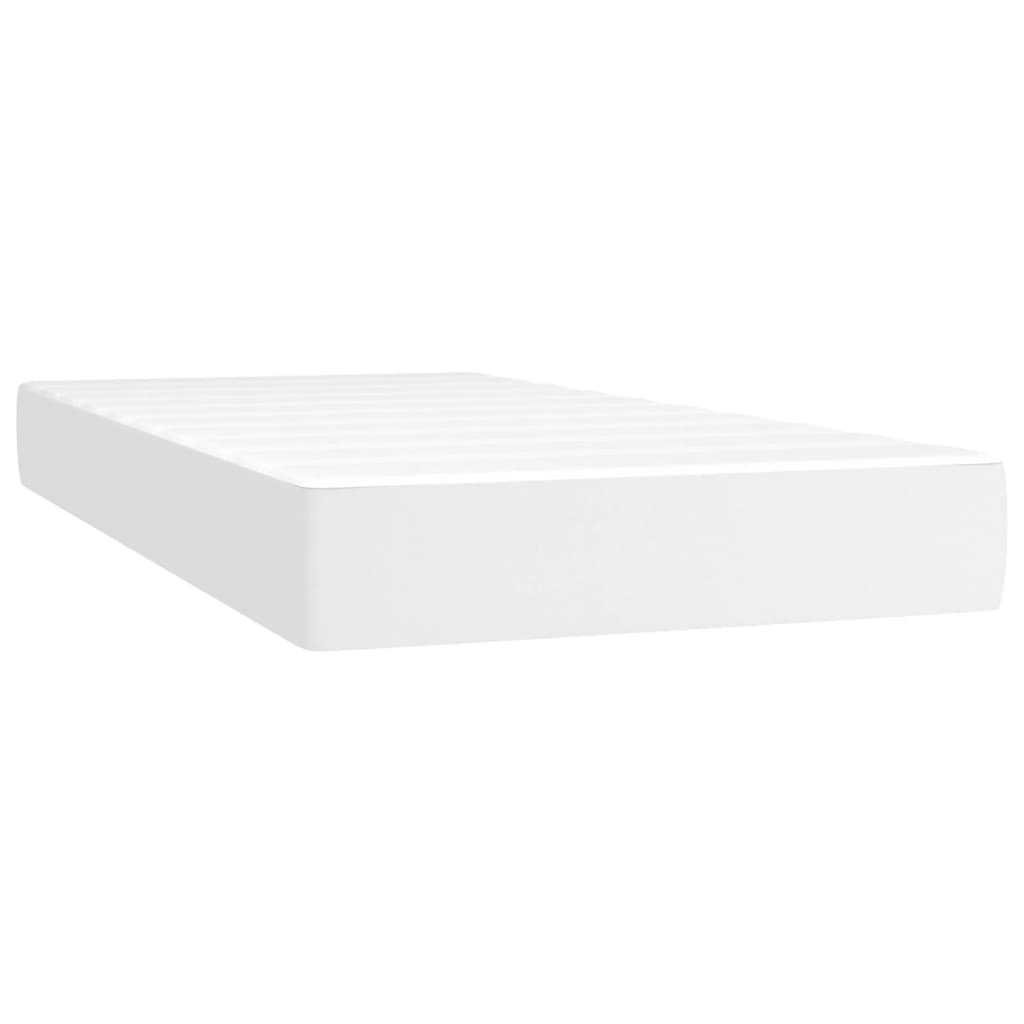 vidaXL Κρεβάτι Boxspring με Στρώμα Λευκό 90x190εκ. από Συνθετικό Δέρμα
