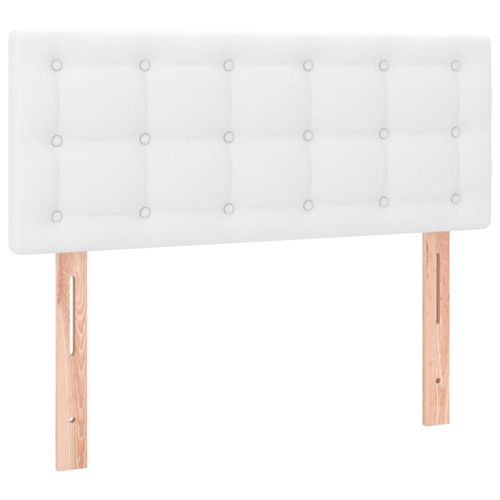 vidaXL Κρεβάτι Boxspring με Στρώμα Λευκό 90x190εκ. από Συνθετικό Δέρμα