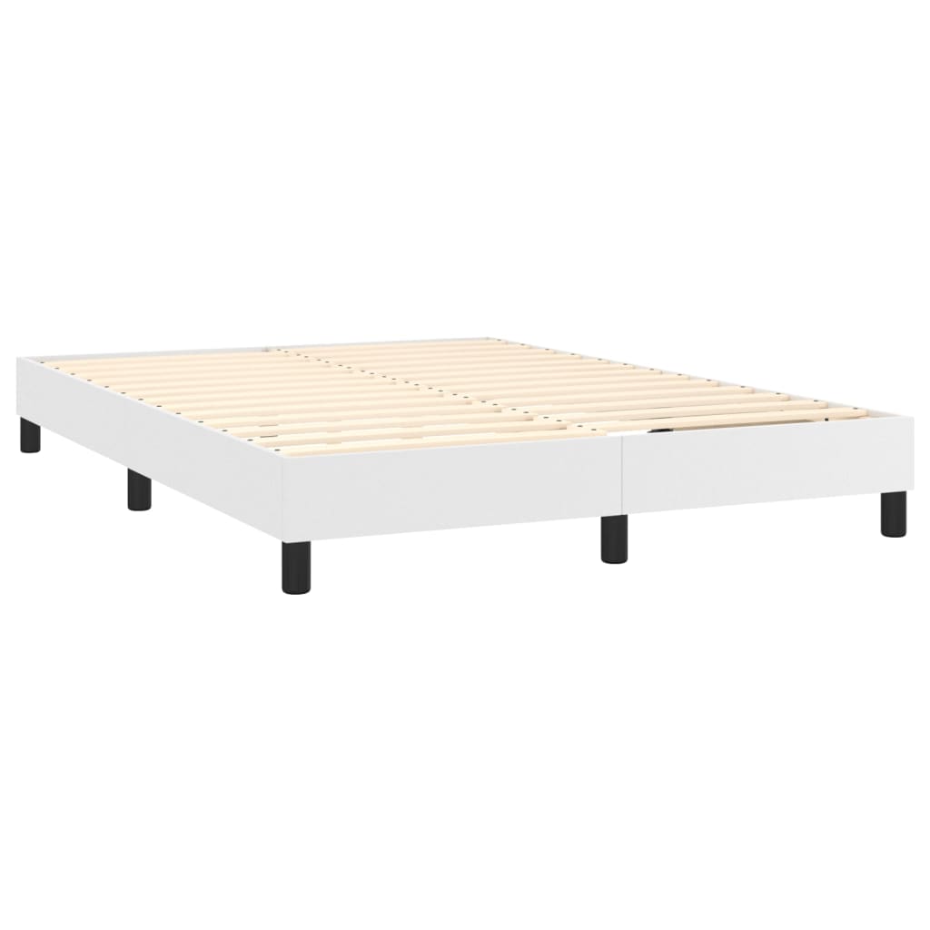 vidaXL Κρεβάτι Boxspring με Στρώμα Λευκό 140x190εκ.από Συνθετικό Δέρμα