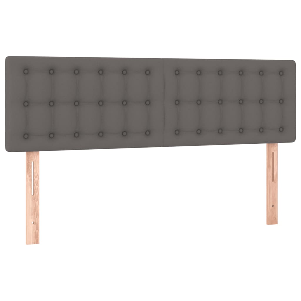 vidaXL Κρεβάτι Boxspring με Στρώμα Γκρι 140x190εκ. από Συνθετικό Δέρμα
