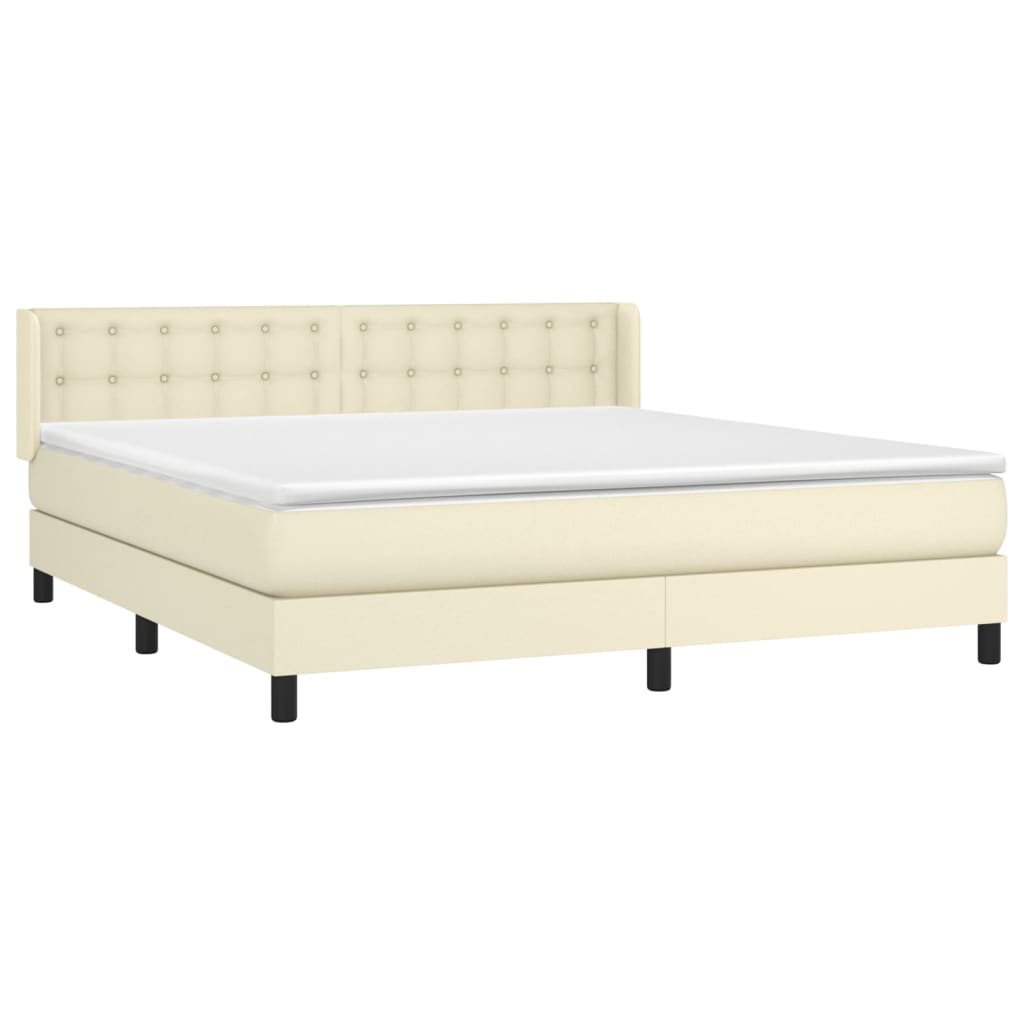 vidaXL Κρεβάτι Boxspring με Στρώμα Κρεμ 160x200εκ. από Συνθετικό Δέρμα