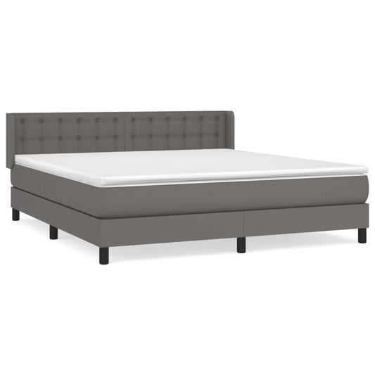 vidaXL Κρεβάτι Boxspring με Στρώμα Γκρι 160x200εκ. από Συνθετικό Δέρμα