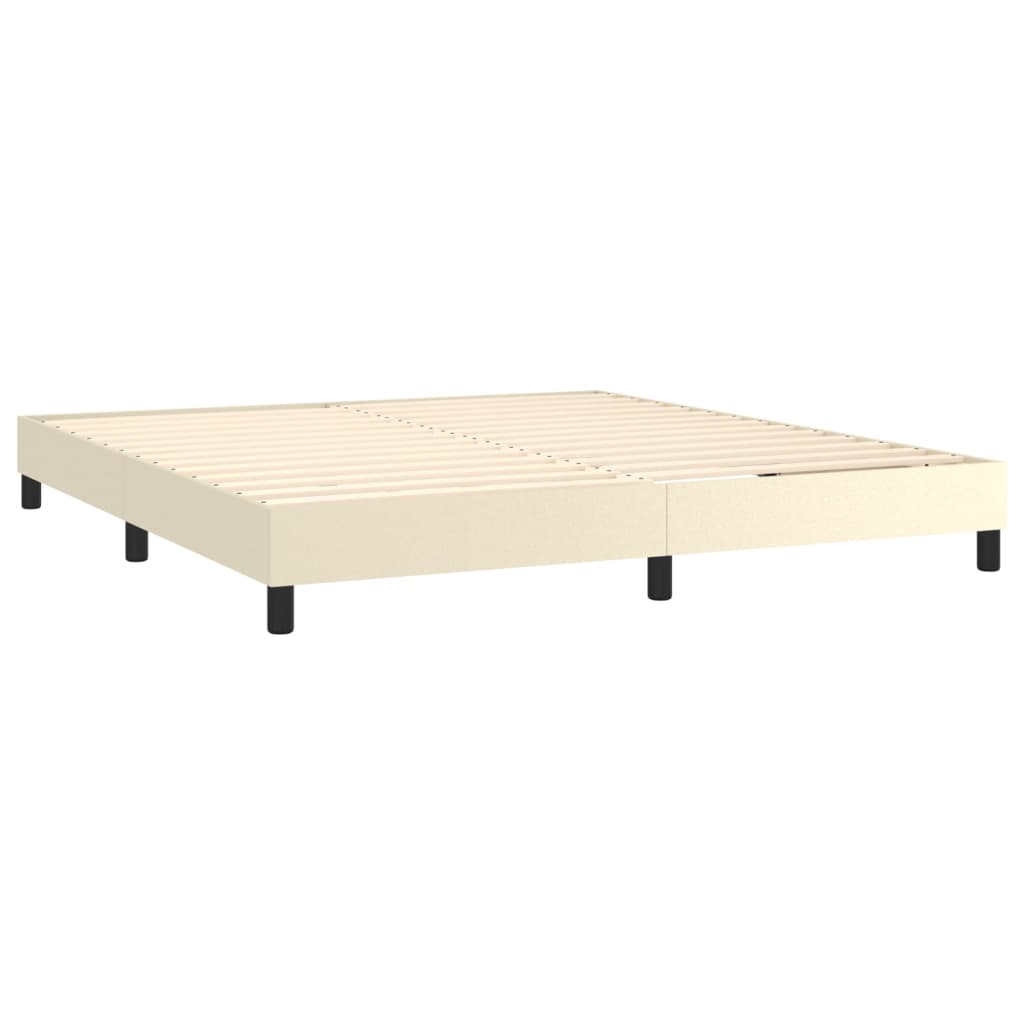 vidaXL Κρεβάτι Boxspring με Στρώμα Κρεμ 180x200 εκ. Συνθετικό Δέρμα