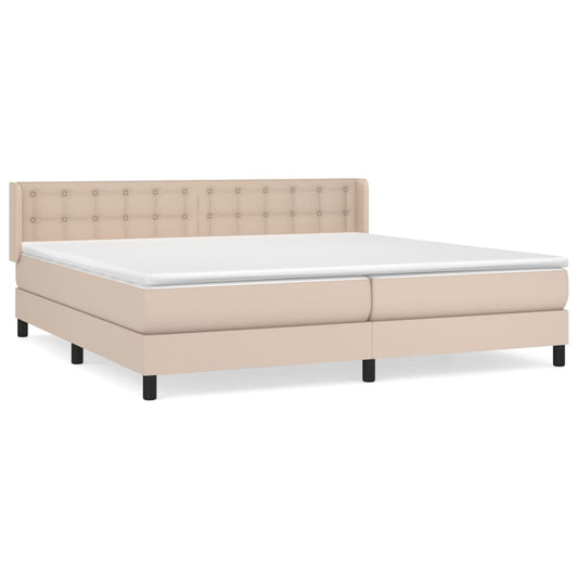 vidaXL Κρεβάτι Boxspring με Στρώμα Καπουτσίνο 200x200εκ.από Συνθ.Δέρμα