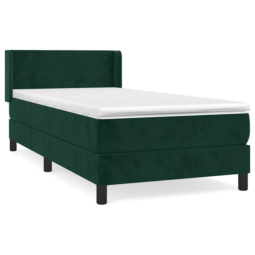 vidaXL Κρεβάτι Boxspring με Στρώμα Σκούρο Πράσινο 80x200 εκ. Βελούδινο
