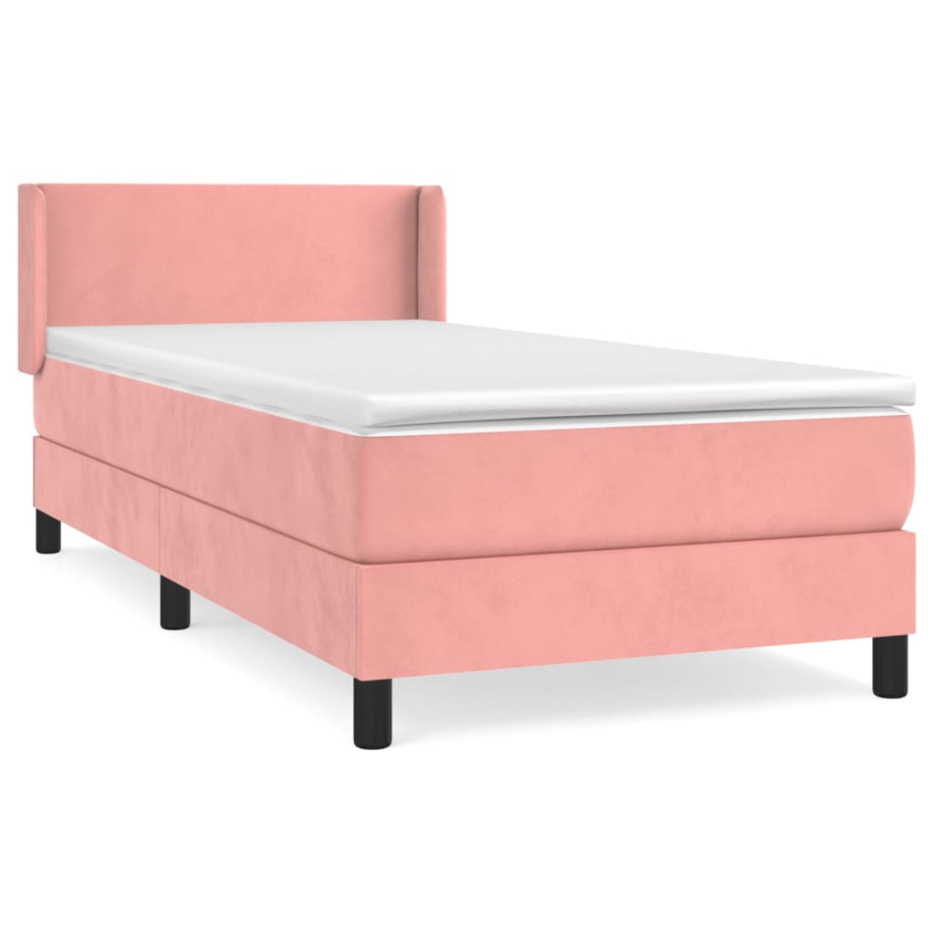 vidaXL Κρεβάτι Boxspring με Στρώμα Ροζ 80 x 200 εκ. Βελούδινο