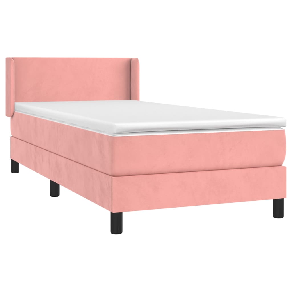 vidaXL Κρεβάτι Boxspring με Στρώμα Ροζ 80 x 200 εκ. Βελούδινο