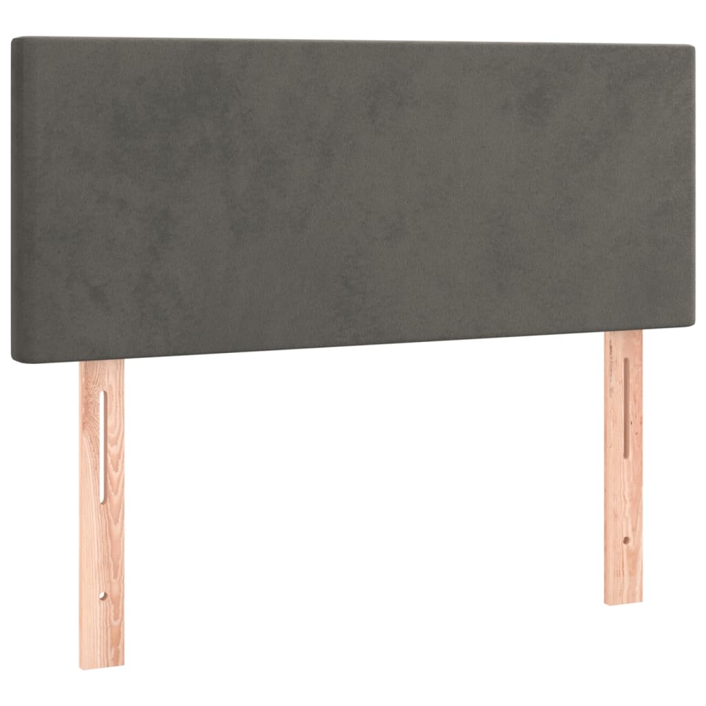 vidaXL Κρεβάτι Boxspring με Στρώμα Σκούρο Γκρι 90x200 εκ. Βελούδινο