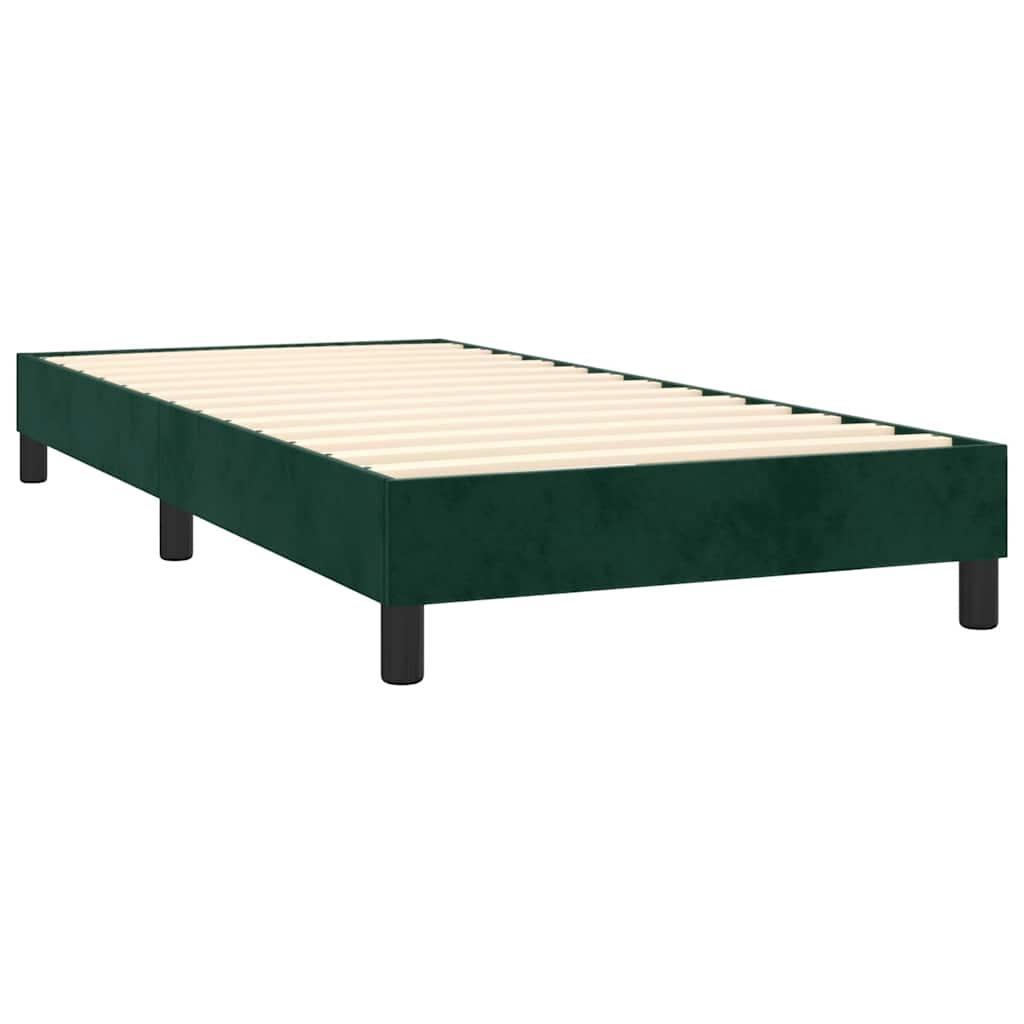 vidaXL Κρεβάτι Boxspring με Στρώμα Σκούρο Πράσινο 100x200εκ. Βελούδινο