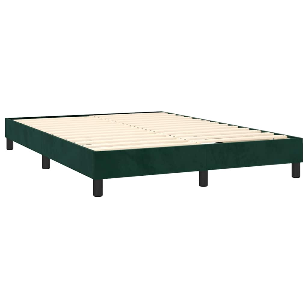 vidaXL Κρεβάτι Boxspring με Στρώμα Σκούρο Πράσινο 140x190εκ. Βελούδινο