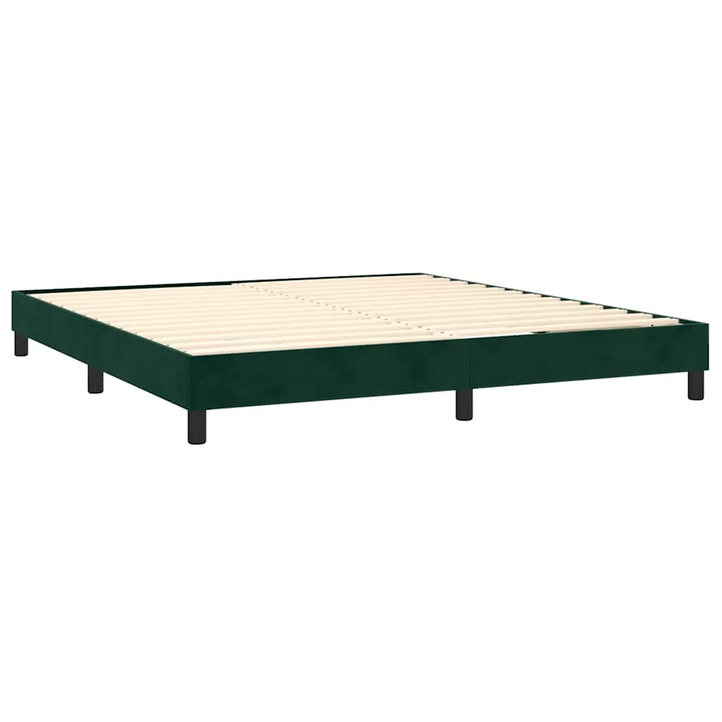 vidaXL Κρεβάτι Boxspring με Στρώμα Σκούρο Πράσινο 180x200εκ. Βελούδινο