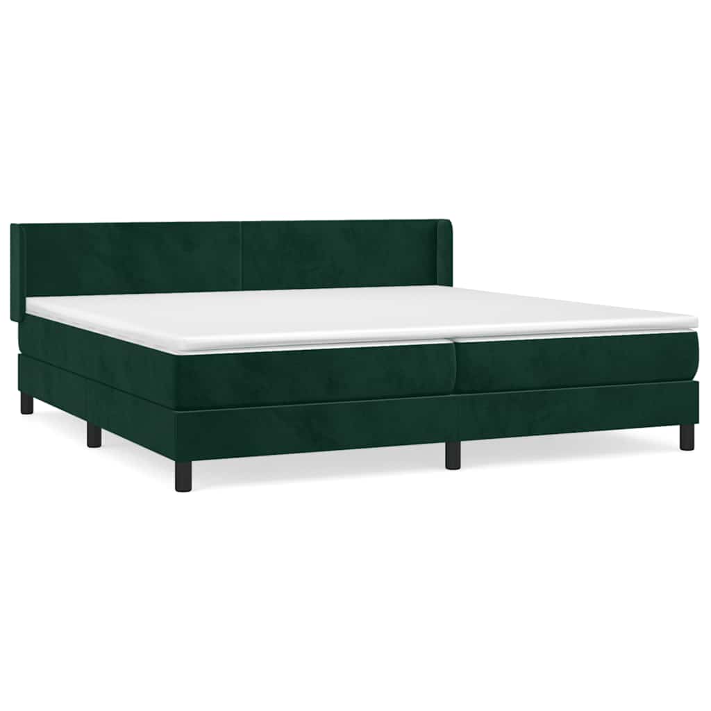 vidaXL Κρεβάτι Boxspring με Στρώμα Σκούρο Πράσινο 200x200εκ. Βελούδινο