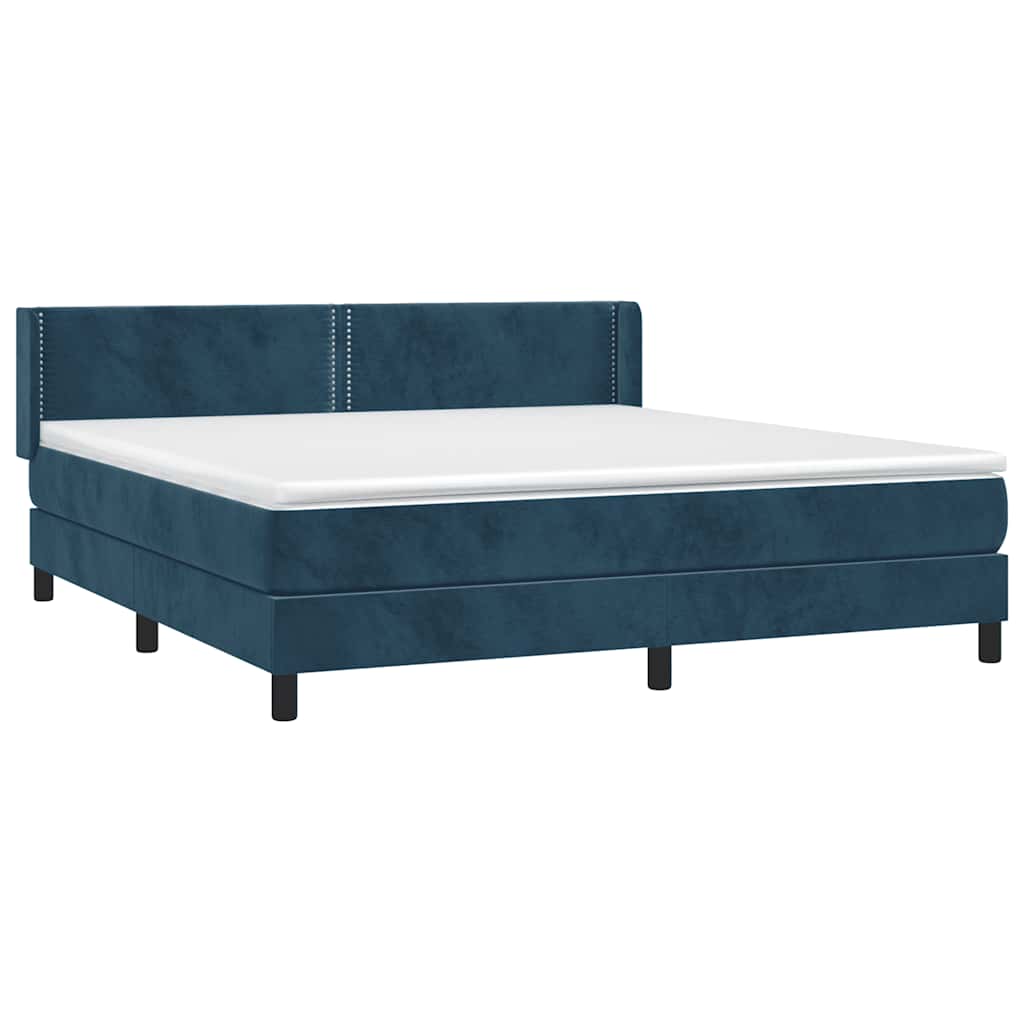 vidaXL Κρεβάτι Boxspring με Στρώμα Σκούρο Μπλε 160x200 εκ. Βελούδινο