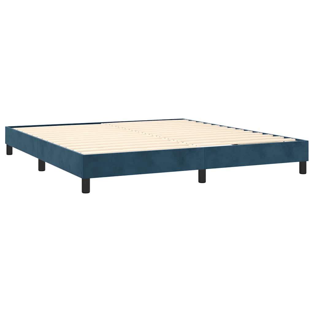 vidaXL Κρεβάτι Boxspring με Στρώμα Σκούρο Μπλε 160x200 εκ. Βελούδινο