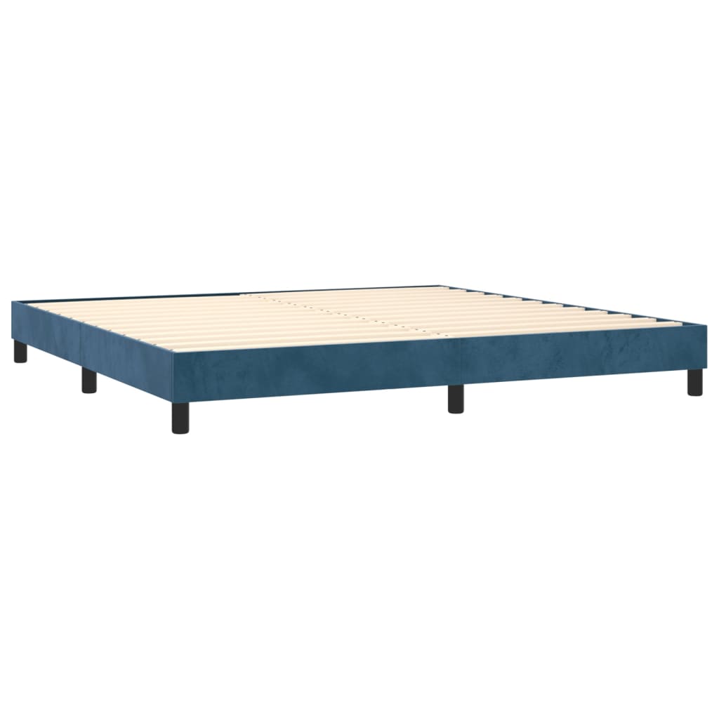 vidaXL Κρεβάτι Boxspring με Στρώμα Σκούρο Μπλε 200x200 εκ. Βελούδινο