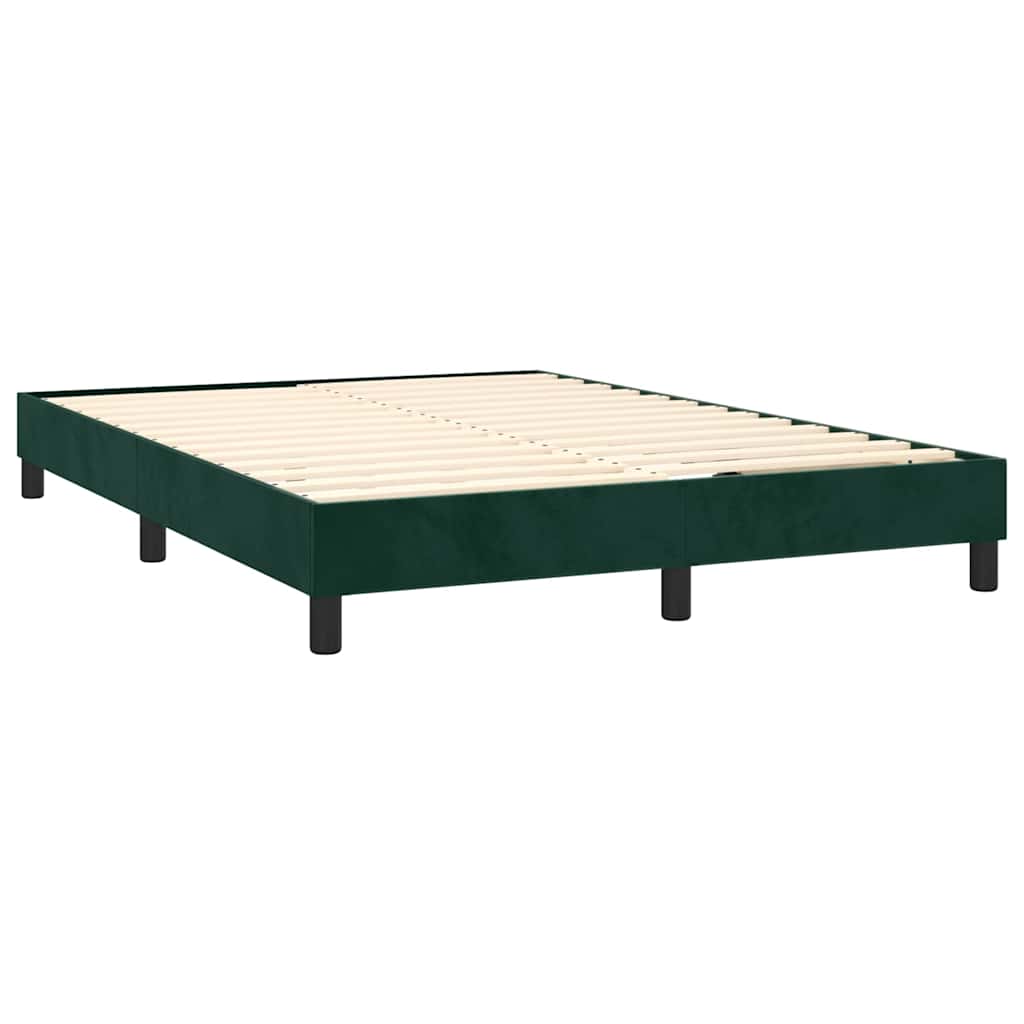 vidaXL Κρεβάτι Boxspring με Στρώμα Σκούρο Πράσινο 140x190εκ. Βελούδινο