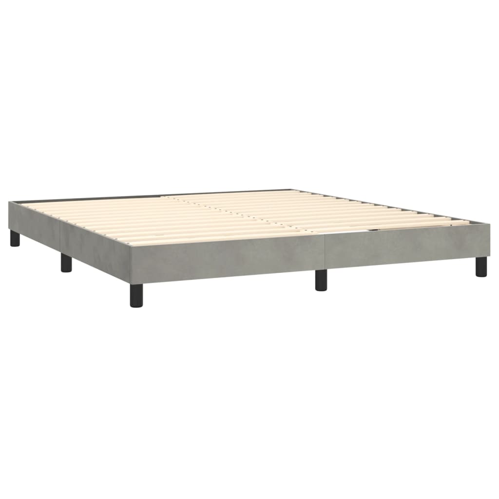 vidaXL Κρεβάτι Boxspring με Στρώμα Ανοιχτό Γκρι 160x200 εκ. Βελούδινο