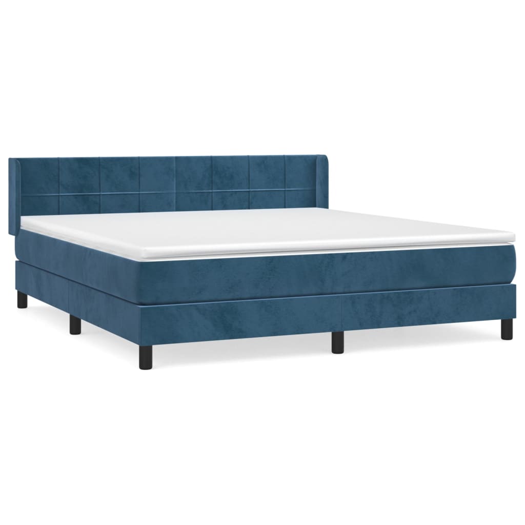 vidaXL Κρεβάτι Boxspring με Στρώμα Σκούρο Μπλε 160x200 εκ. Βελούδινο